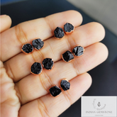 Rough Black Tourmaline Protection Earrings, Rose Gold Plated Stud Earrings, Gemstone Studs, Everyday Jewelry, Spiritual Jewelry, Dainty Gift